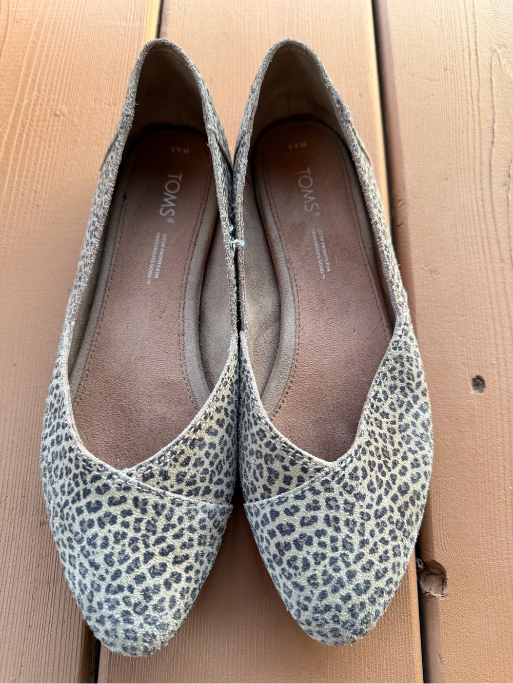 TOMS Leopard Print Pointed Toe Flats - Taupe & Black